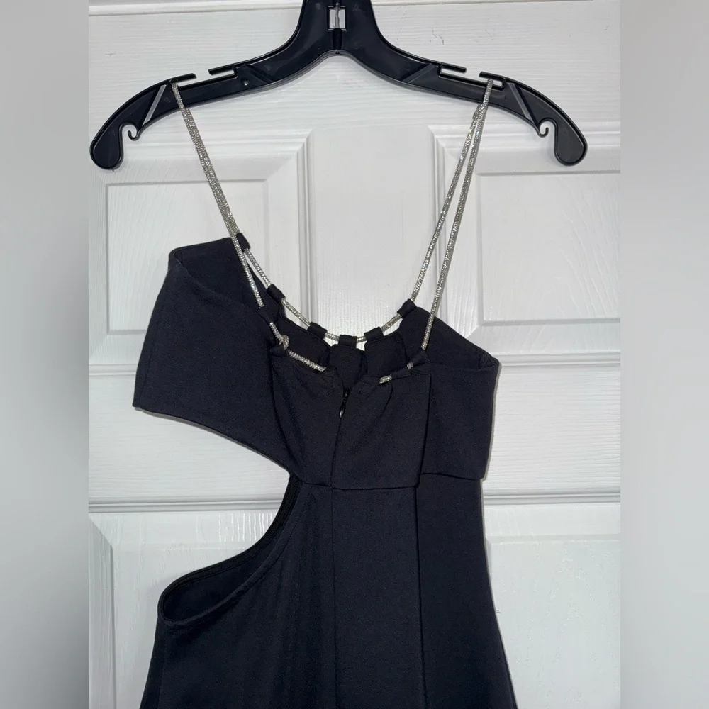 Lovers + Friends Charlotte Rhinestone Strap Cutout Midi Sexy Slit Dress REVOLVE - Picture 12 of 16